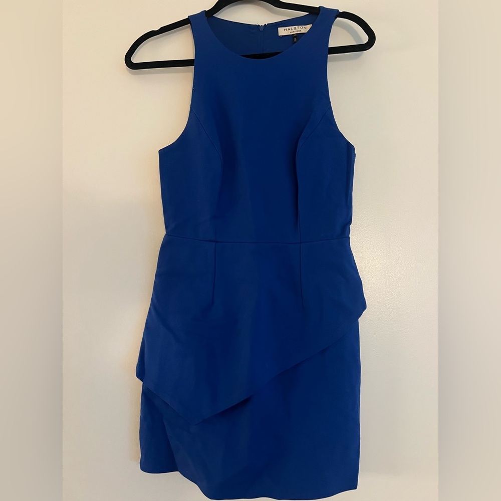 Halston Heritage Royal Blue Asymmetrical Dress